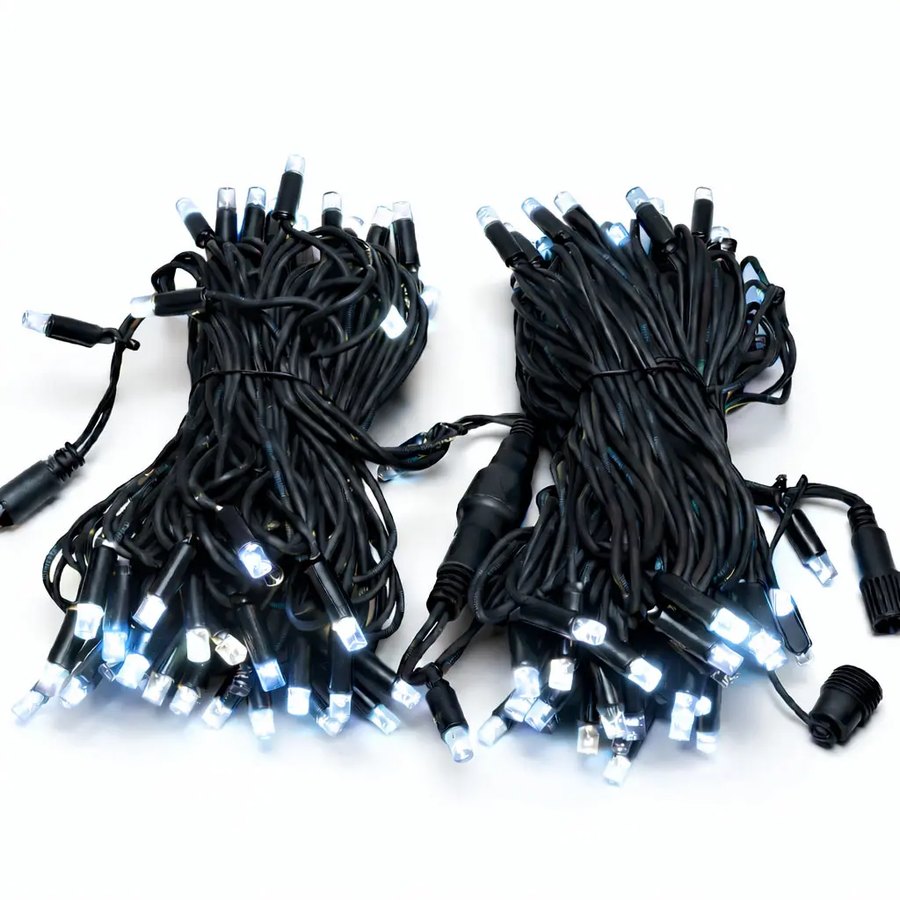 Easy Fix LED-Lichterkette, 20 m, für den Außenbereich, eisweiß, 120 LEDs, schwarzes Kabel, IP67